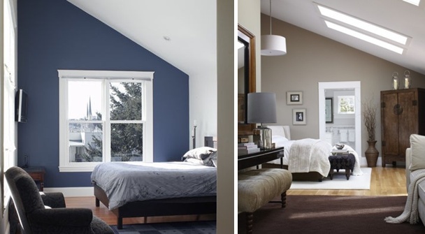Design ideas bedroom with attic roof windows