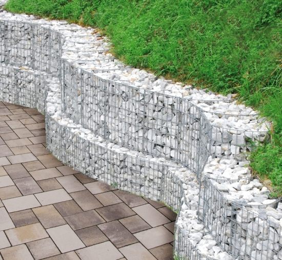 Gabion retaining wall garden design ideas