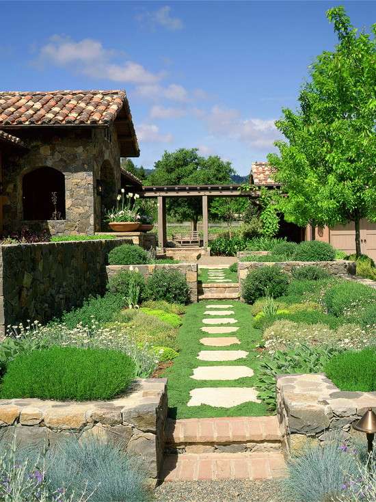 Garden cottage pergola rustic style lawn