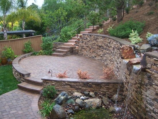 Garden wall terrace waterfall