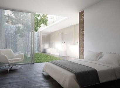 Modern-apartment-interiors-by-intercon-elegant-minimalist-bedroom-design-sliding-glass-doors