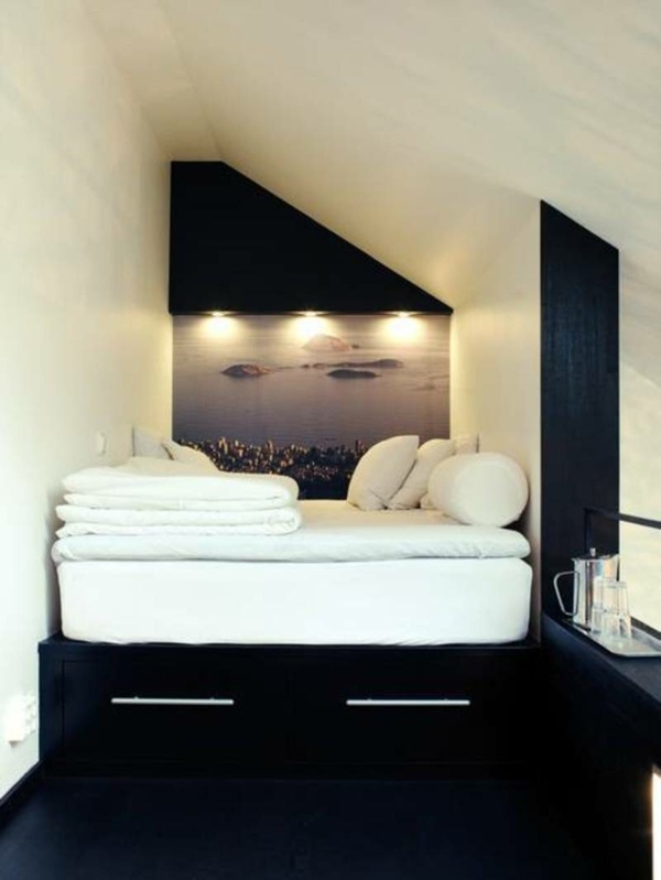 Small loft black white bunk bed
