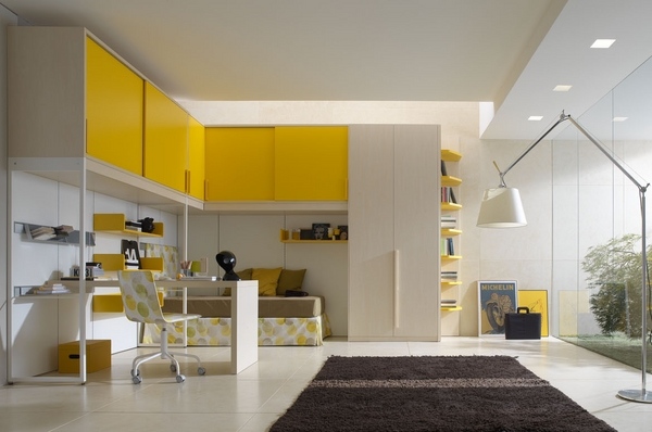 Teen room designs ideas yellow white