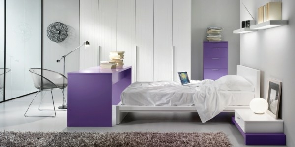 Teenage modern interior ideas white purple