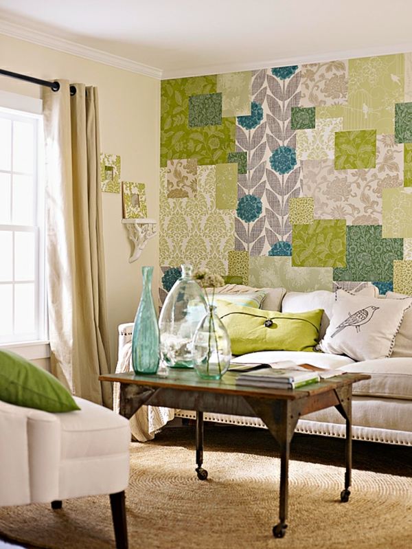Wallpaper collage living room wall decoration