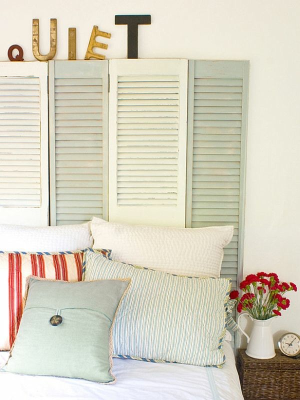 Wooden blinds headboard bed
