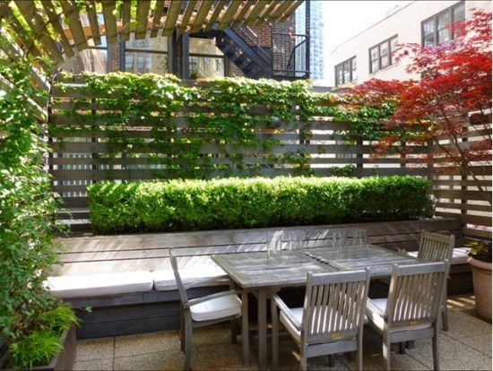Wooden patio furniture plants for balcony as privacy fence