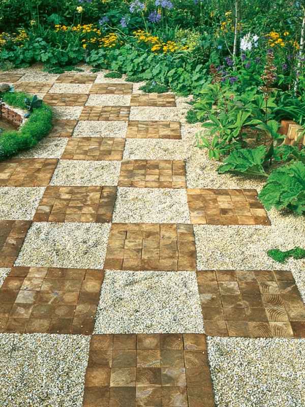 Zig Zag pattern garden path stone tiles pebbles