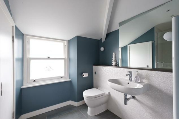 attic design ideas modern bathroom white blue