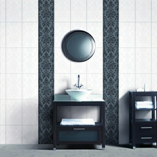 black white classic bathroom mosaics idea