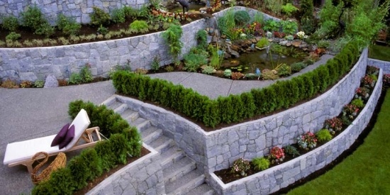 building garden walls natural stone sunny terrace