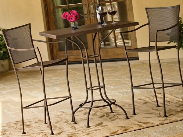 classic wrought iron outdoor set square table tall chairs