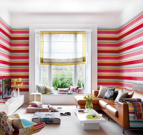 colorful striped walls ideas living room