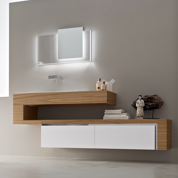 contemporary bathroom wood white vanity minimalist design