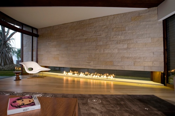 contemporary interior natural stone modern fireplace