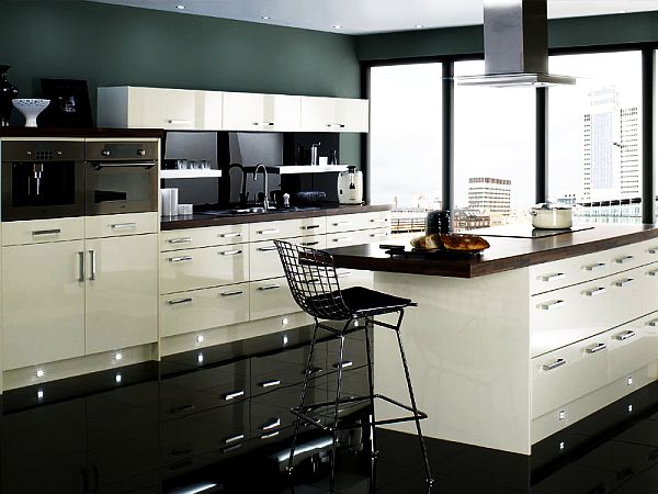 contemporary kitchen design black and white 