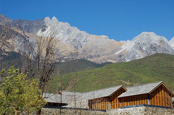 contemporary at the foot of a mountain