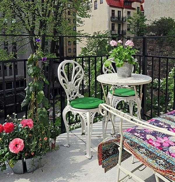 small balcony white metal outdoor furniture