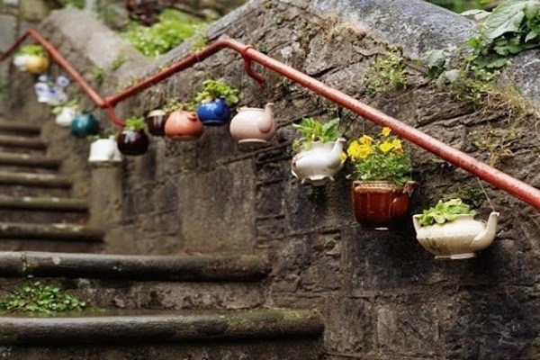 tea kettle as planters