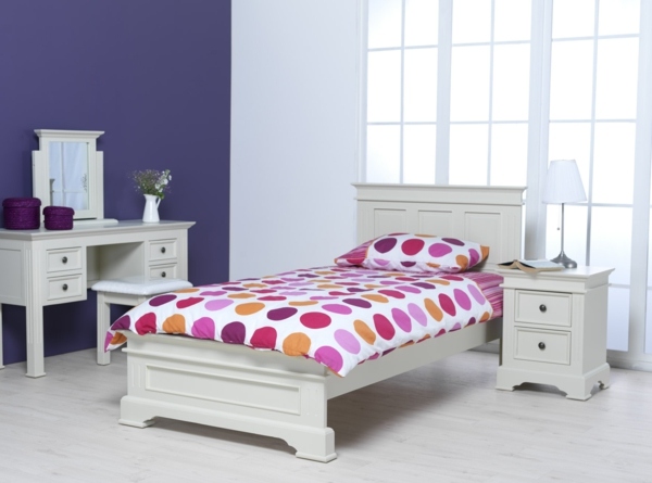 elegant purple high bed