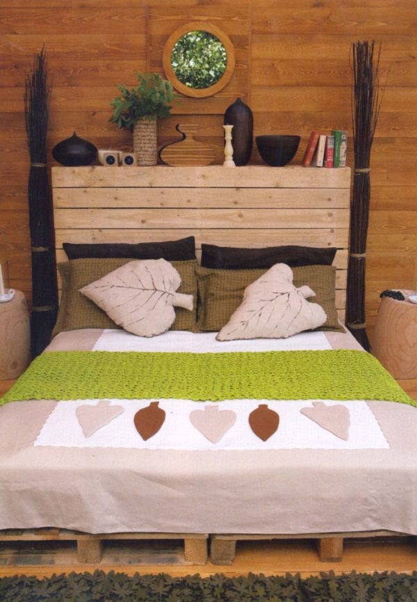 environmentally friendly wooden pallet furniture bed and bed headboard