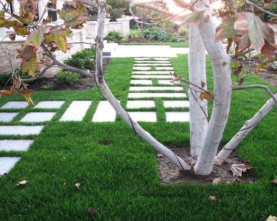 geometric design path stepping stones lawn