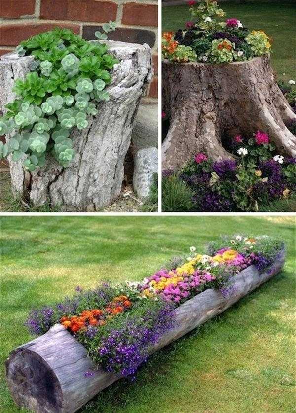 tree trunk decoration ideas flowers