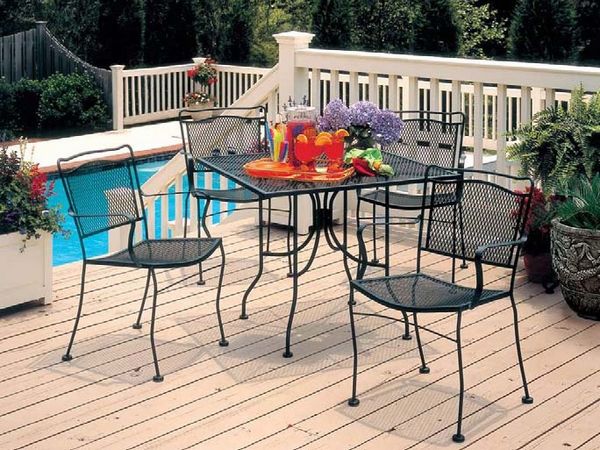 house exterior design ideas metal furniture square table chairs