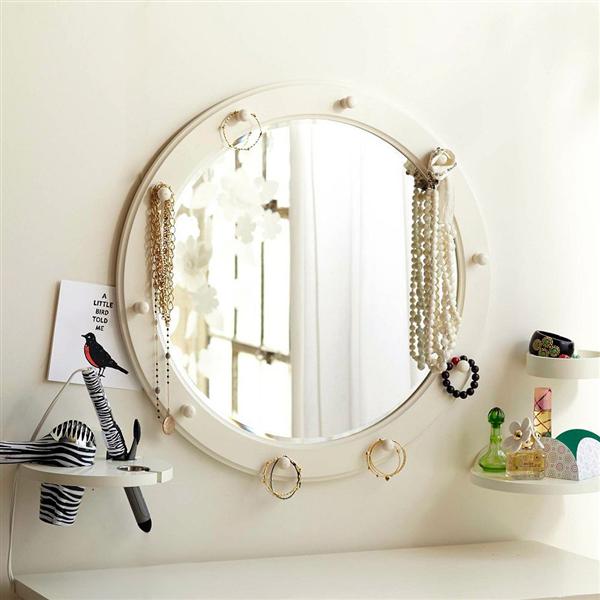 jewelry organizer ideas white mirror frame