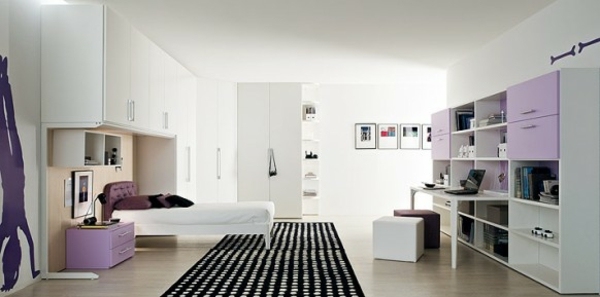 large teenage bedroom interior white furniture