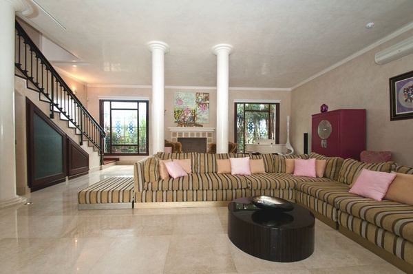 luxury Ibiza villa living room interior design comfortable sofa