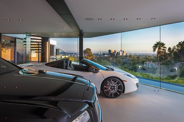 luxury home design garage glass wall spectacular panorama view