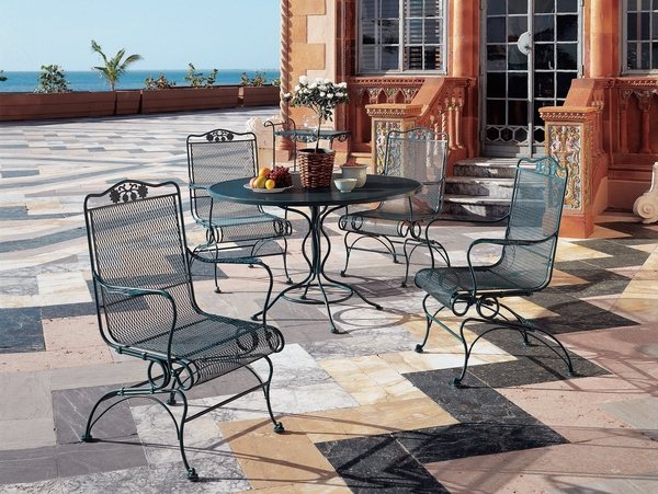 luxury patio furniture wrought iron set elegant curves