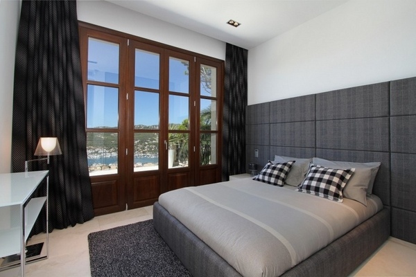 modern villa interior contemporary bedroom design gray black