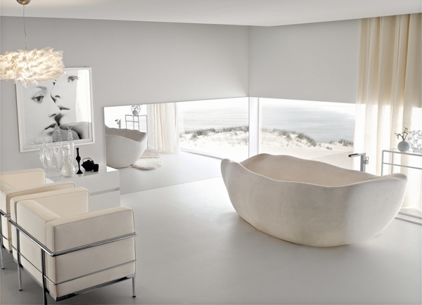 minimalist Italian bathroom furniture freestanding bathtub organic shape