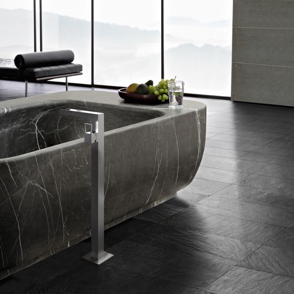 minimalist bathroom design free standing marble bathtub