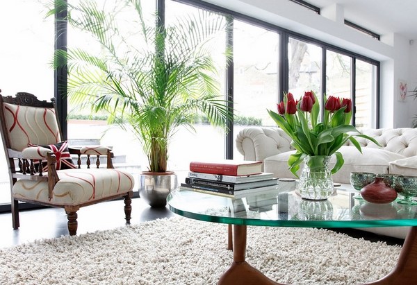 minimalist living room decorating flower plant accents