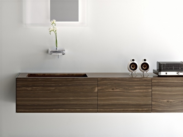 modern bathroom interior design walnut vanity integrated basin