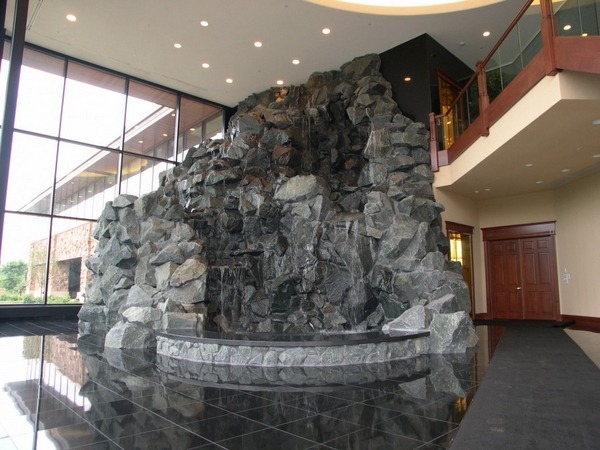 modern interior design water stone wall