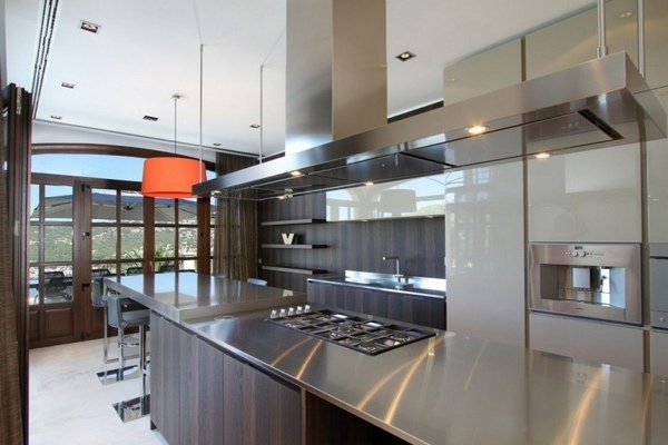 modern kitchen design stainless steel walnut modern villa interior