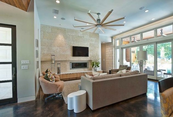 modern living room interior design ideas natural stone wall