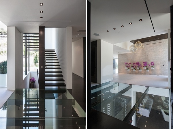 modern luxury home interior hallway staircase