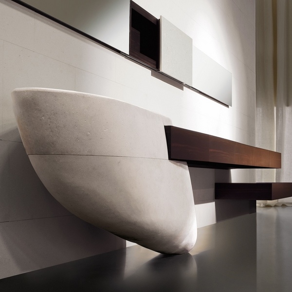 minimalist Italian bathroom furniture design by Toscoquattro wooden vanity 