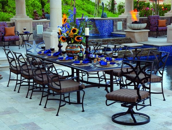 modern patio design ideas wrought iron dining furniture set
