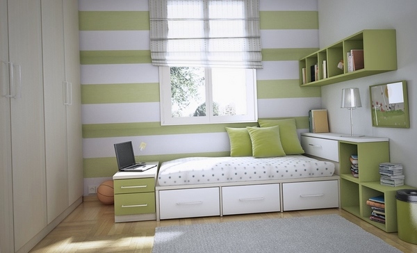 modern teenager room design white lime green