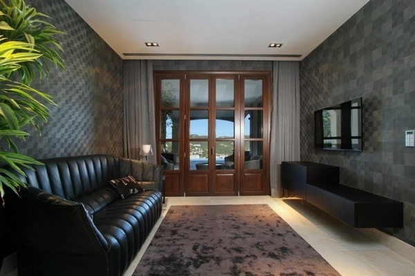 modern villa interior design home office leather sofa
