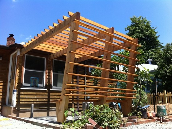 modern wooden pergola design front yard