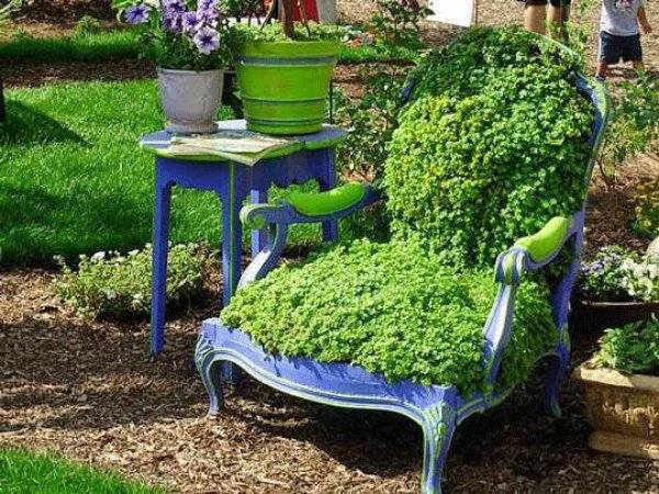 old armchair greening highlight backyard decoration
