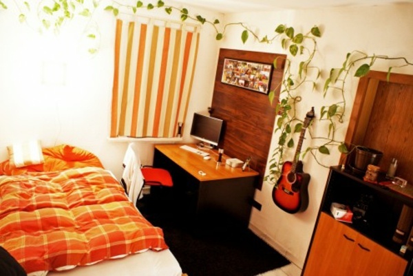 orange colored teenager room stylish interior