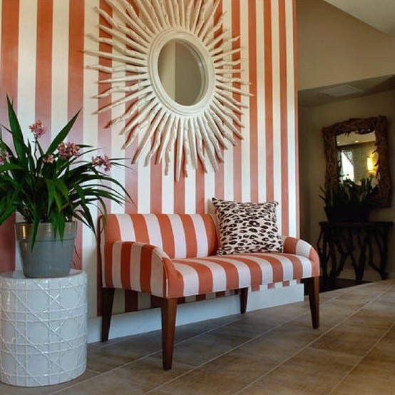 stripes on the wall same pattern sofa